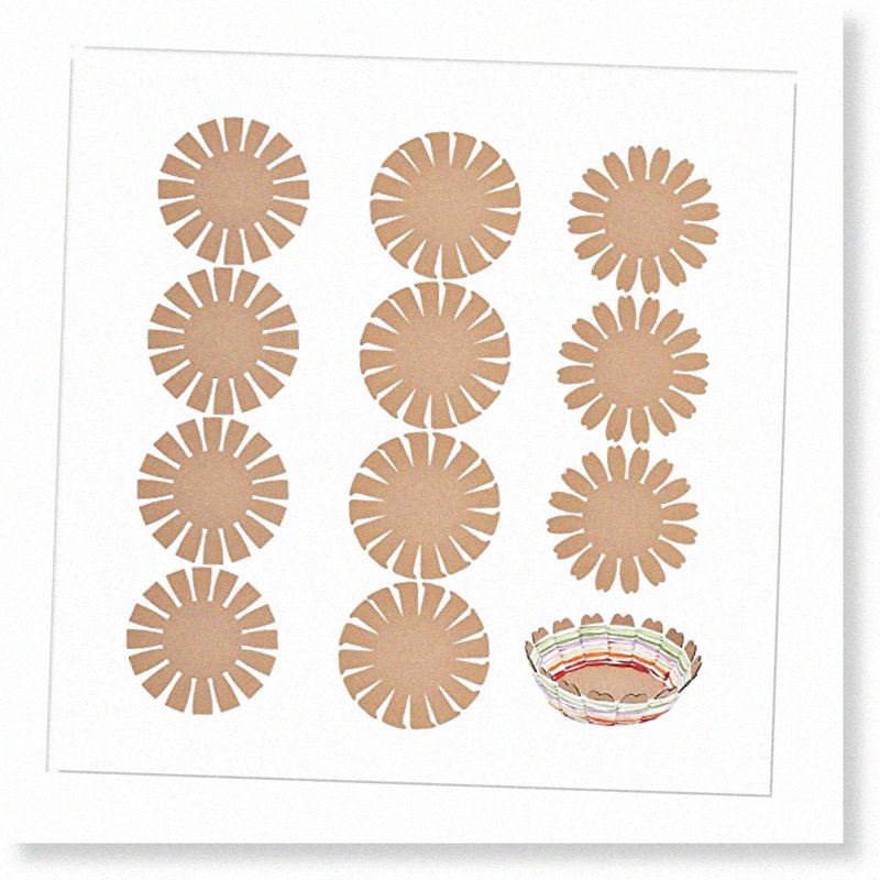 12pcs Paper Basket Making Forms Round