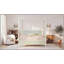 Grand lit plateforme à baldaquin en bois avec lattes de soutien, beige-129230872-129230870
