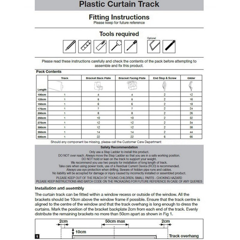 White Plastic / Acrylic Curtain Track, 2.7cm x 175cm x 3cm