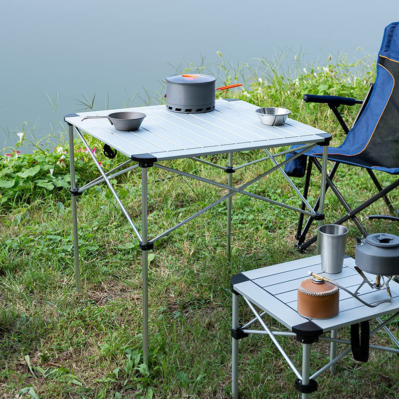 Table carrée pliante, Alu argenté