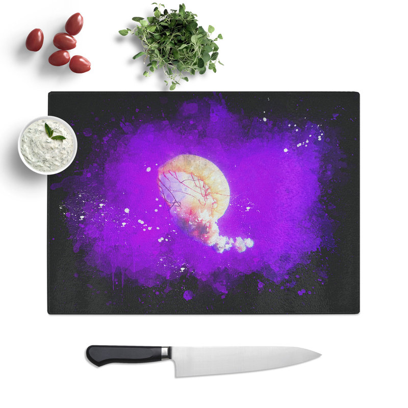 Tempered Glass Jellyfish Chopping Board, 28.5 cm x 39 cm