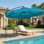 Parasol en porte-à-faux de patio robuste avec réglage de l'inclinaison et bordure à volants pour un usage extérieur