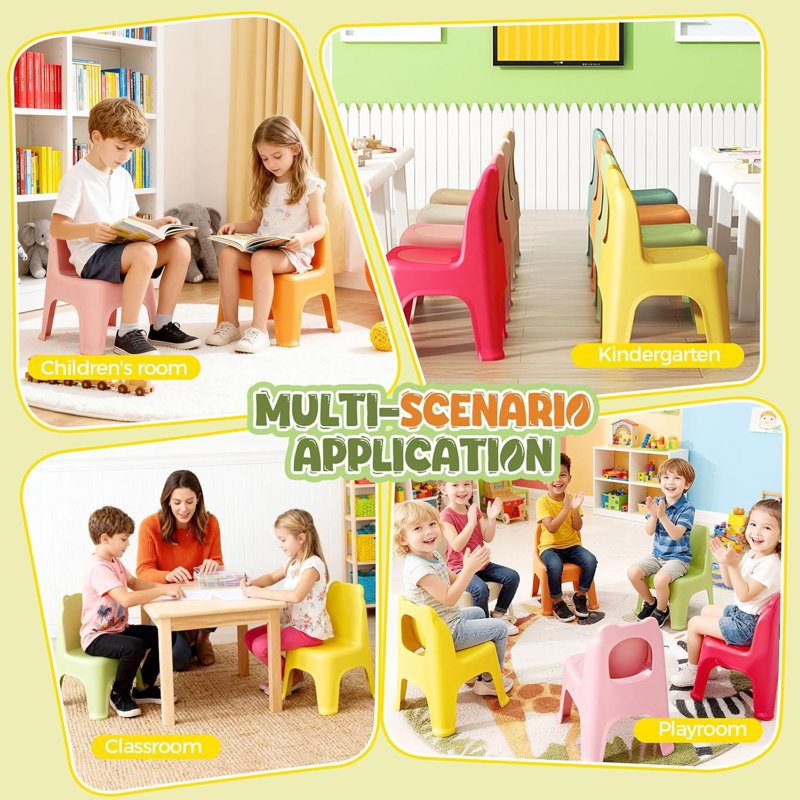 12pcs stackable School Chairs, Kids Plastic Classroom Chairs For Classroom, Daycare, Children's Room, Playroom, 12