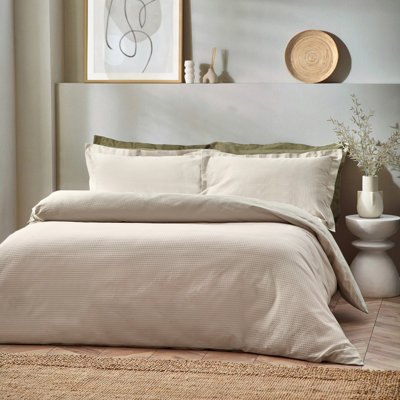 Waffle Textured 100% Cotton Duvet Cover Set