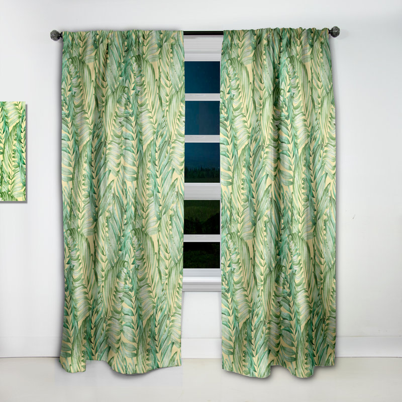 Panneau de rideau simple occultant tropical Mid-Century, L 52 po x L 120 po