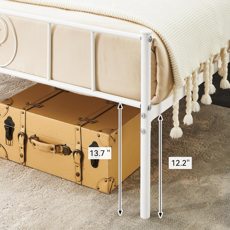 Lit double en fer courbé, conception minimaliste robuste, structure en fer pur durable, assemblage facile, Blanc