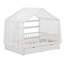 Cadre de lit maison avec toit à baldaquin et rideaux, 2 tiroirs de rangement, 2 rangées de tablettes de rangement, barrières de sécurité, lit en bois-132937050-132937049