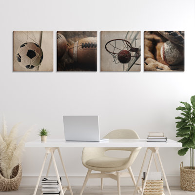 Ensemble de toiles 4 pièces Inspiring Sports Be The Ball, design par Kim Allen