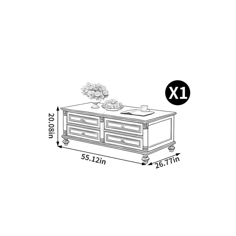 American style light luxury coffee table, Brown