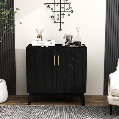Armoire cannelée spacieuse avec pieds en bois massif et rangement polyvalent - Armoire moderne Mid-Century Kitchen Essentials, entrée efficace