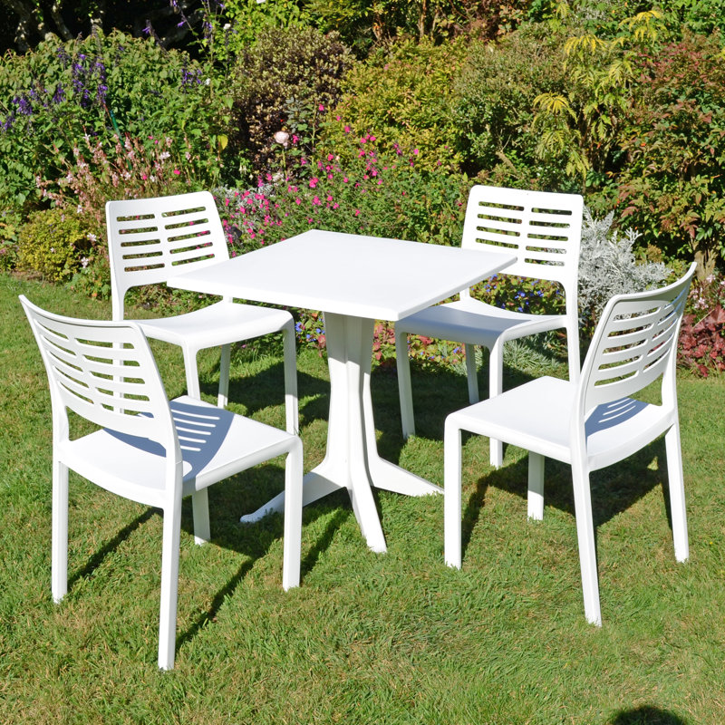 Ponente Patio Table with 4  Chairs Garden Set
