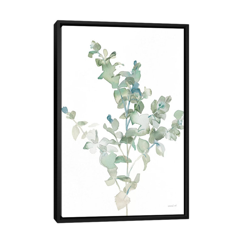Eucalyptus II cool par Danhui nai, reproduction d’art, H 60 po x l 40po x P 1,5 po, Toile avec cadre noir, Pas de tapis