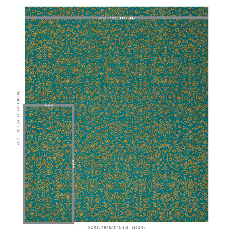 Tissu brodé Tiana, Paon
