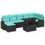 Ensemble de canapé de jardin avec coussin vidaXL 8 pièces noir et bleu-424762223