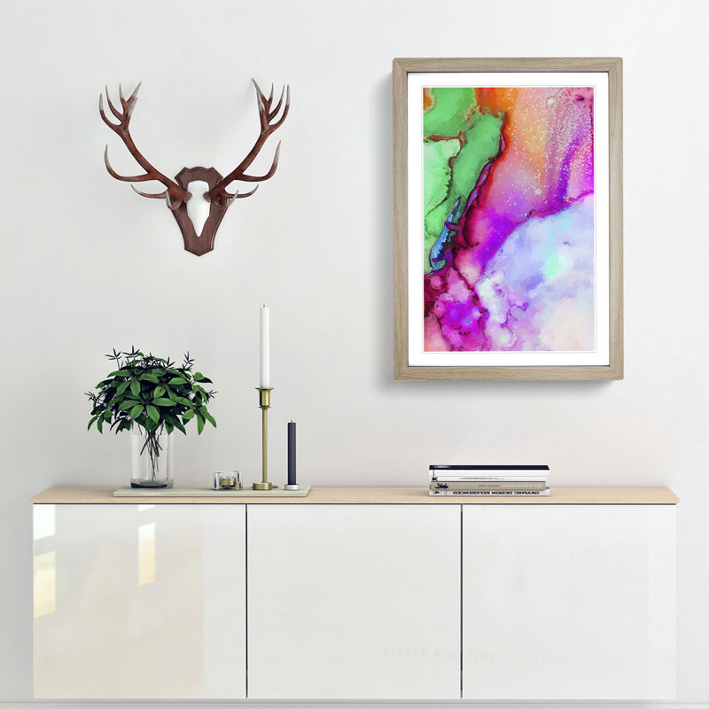 Ink Bliss in Abstract - Framed Print, 76cm H x 50cm W x 2cm D, Oak