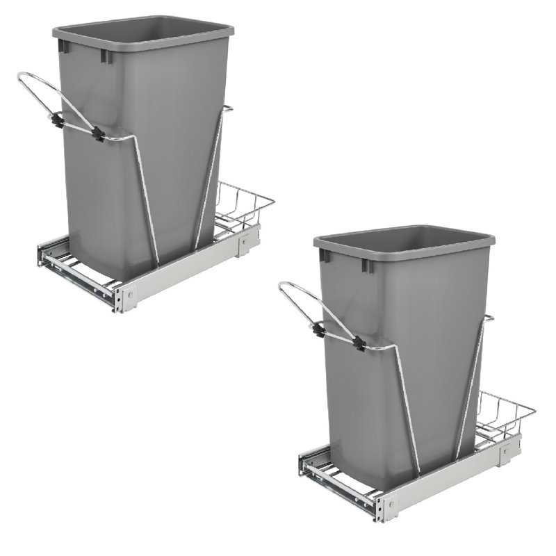 75 Gallon Pull out Trash Can, Silver