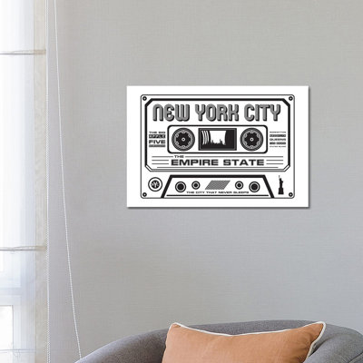 New York City Cassette - Light Background by Benton Park Prints - Wrapped Canvas Gallery-Wrapped Canvas Giclée