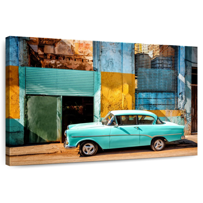 Mehar Turquoise Opel Cuban Car, 8" H x 12" W