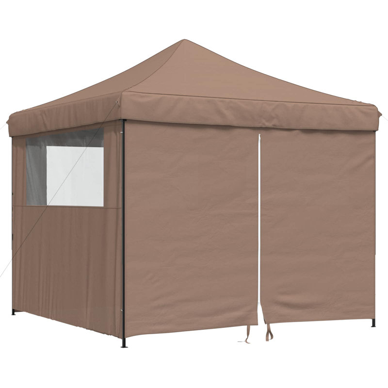 Vidaxl Foldable Tent Canopy Patio Pavilion Gazebo Pop Up Tent Marquee Canopy, 315cm H x 292cm W x 292cm D, Black, Brown