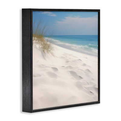 Seabreeze Sandy Footprints Grey Framed Giclee Art by Lazar Studio