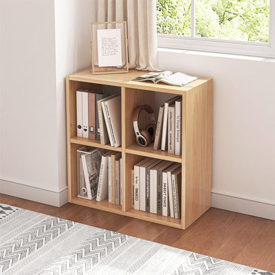 Bibliothèque de 4 cubes avec étagères ouvertes, meuble de rangement cubique autoportant