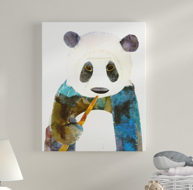 Collage découpé panda art, Toile tendue, H 40 po x l 30 po x P 1,5 po