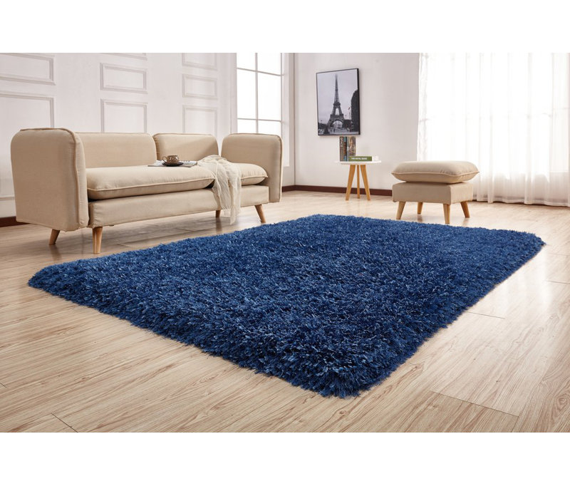 Tapis de zone bleu touffeté à la main vibrant Keturah