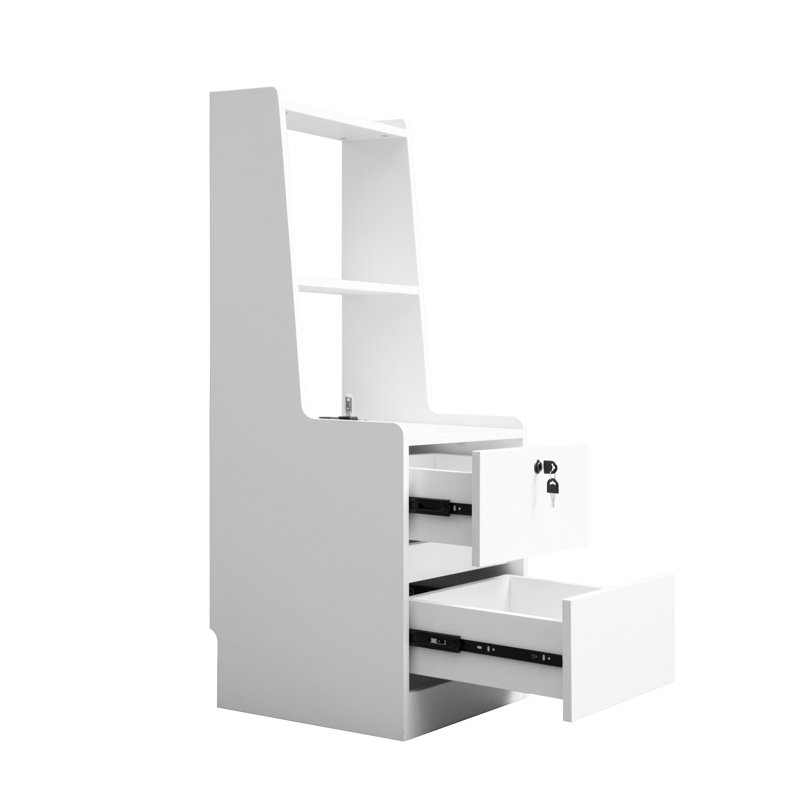 Tables de chevet de 2, blanc avec commande vocale de nuit, espace de chargement et espace verrouillable pour la chambre à coucher