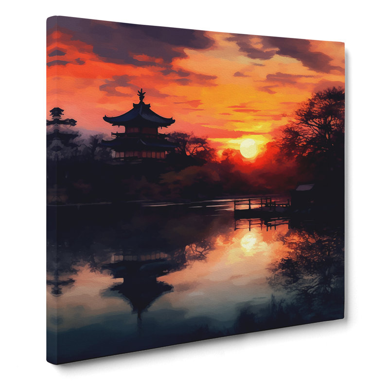 Japanese Sunset Impressionism No.3 - Wrapped Canvas, 35cm H x 35cm W x 3cm D