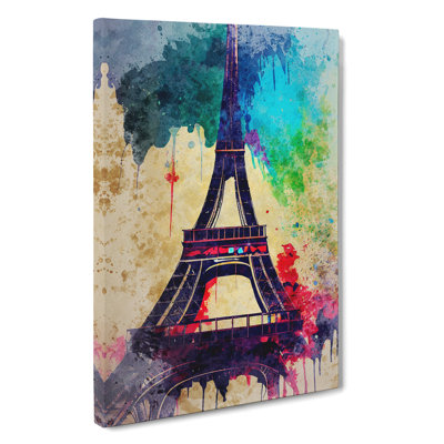 Eiffel Tower Paint Splash No.6 - Wrapped Canvas