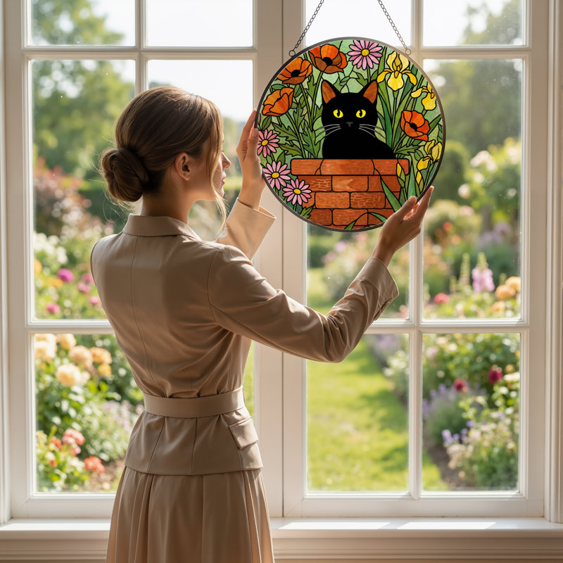 Vitrail de jardin en verre coloré 7,8 po H, H 7,8 po x l 7,8 po