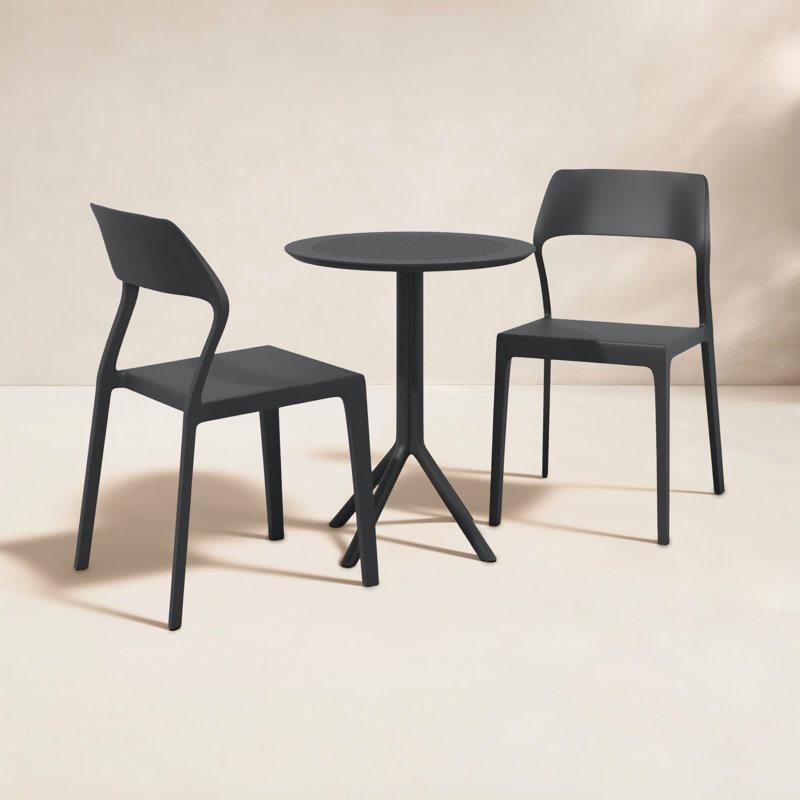 Ensemble bistro pour 2 personnes avec chaises empilables 24 po Farrah, Noir