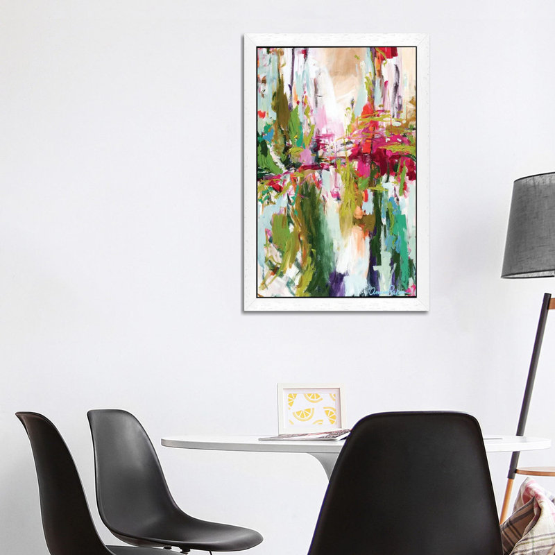 Point Of Attraction by Amira Rahim - Floater Frame Painting on Canvas, 101.6 cm H x 66.04 cm W, White Framed