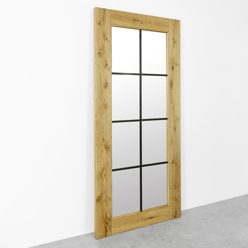 Wittig Oak Wood Sliding Barn Door Mirror Szpros, 100cm x210cm, Natural Oil