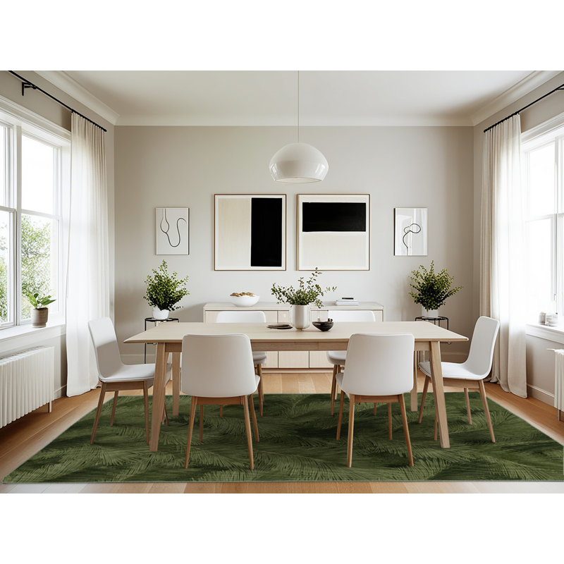 Machine Washable Nature Green Area Rug, Rectangle 7' x 10'