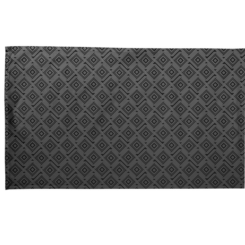 Serviette de thé à labyrinthe carré, Sergé de coton, Noir
