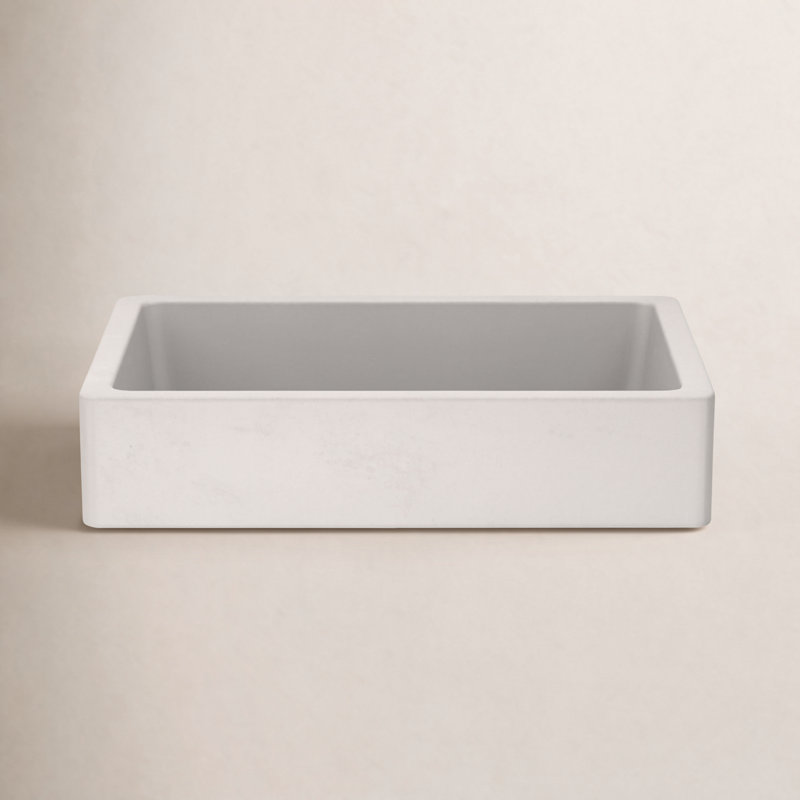 Nipomo Stone Handmade Rectangular Undermount Bathroom Sink, Pearl