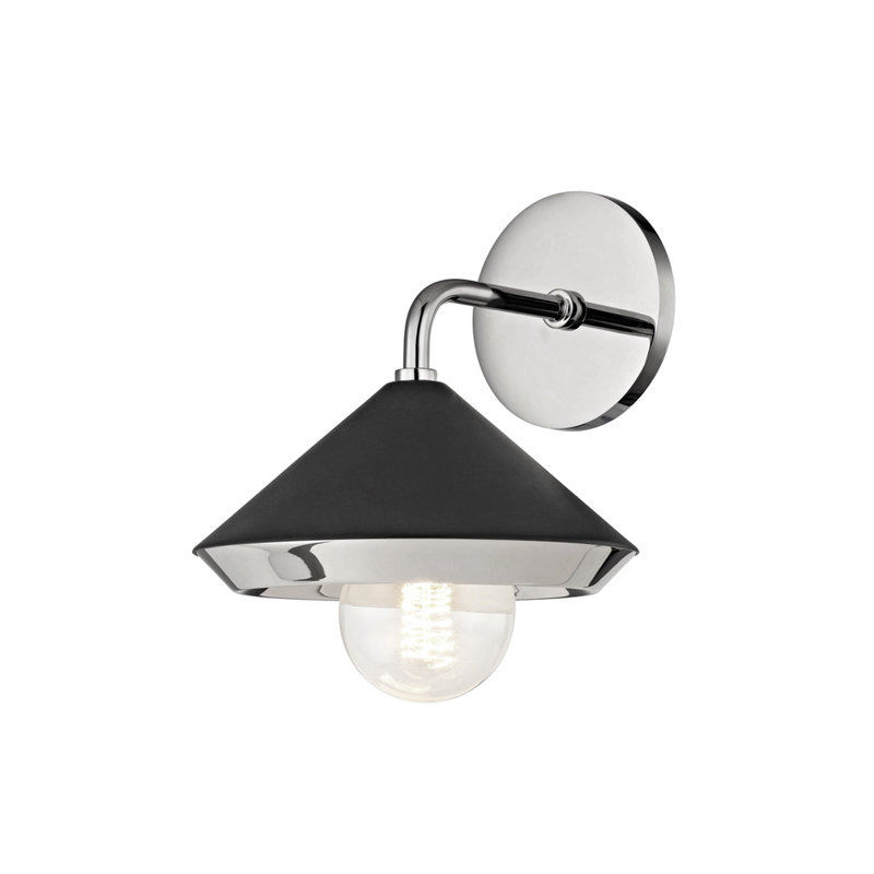 Marnie 1 Light Wall Sconce, Black, Polished Nickel