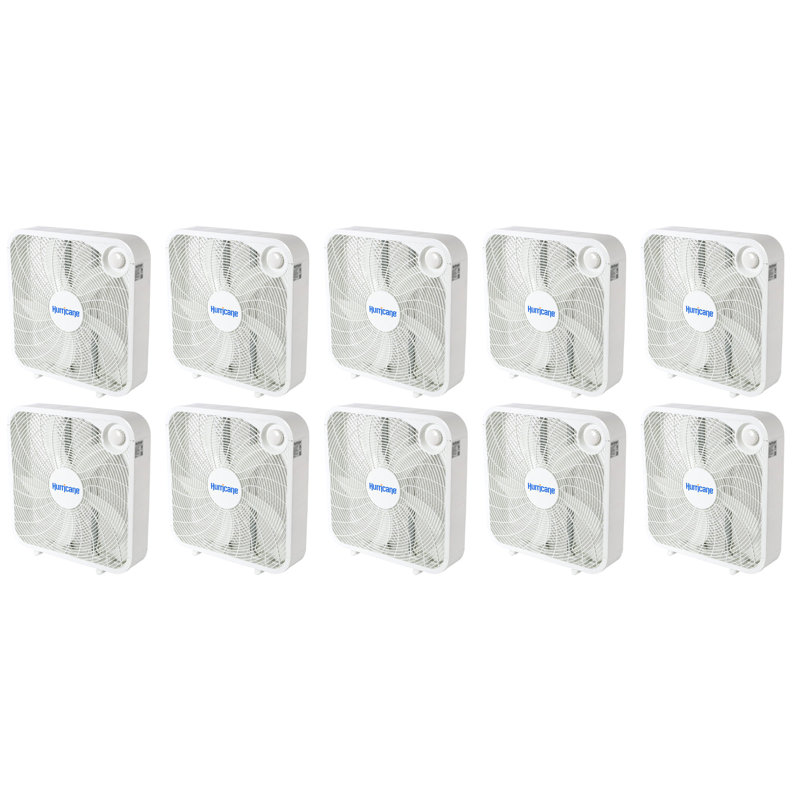 Hurricane 20" Classic Series Floor Box Fan with 3 Speed Settings, 10 Pack, White