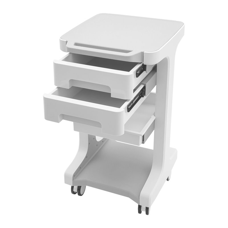 3-Tier Professional Utility Cart Mobile With 2 Drawers Storage Mobile Cart, Gray/White