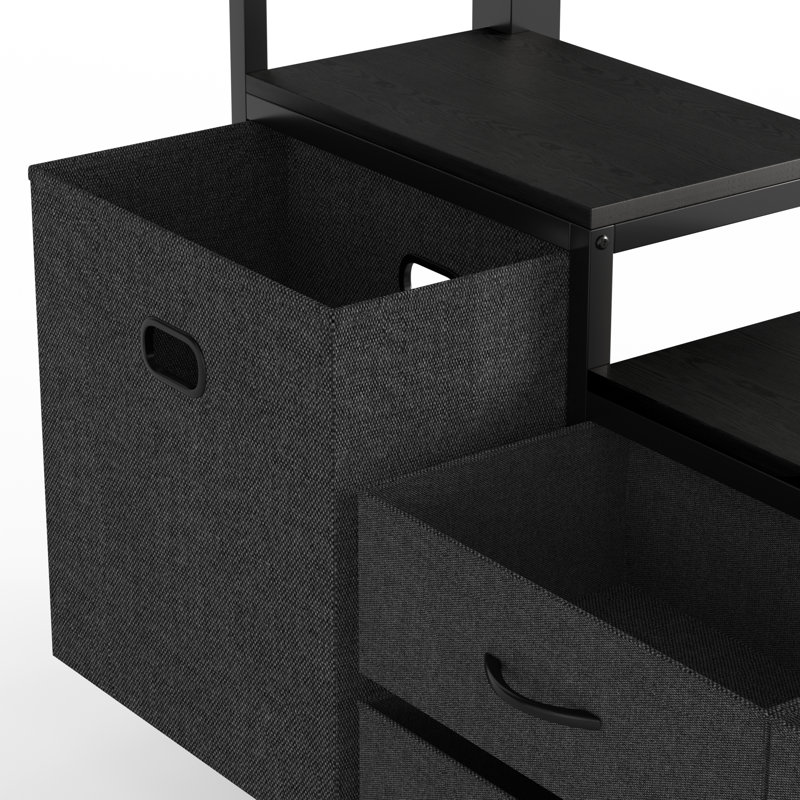 Lit mezzanine en métal noir peu encombrant avec bureau et rangement pour une vie compacte