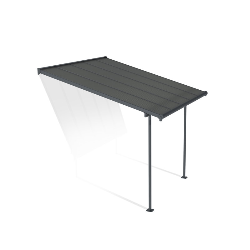 Palram - Canopia Sierra 10' W x 9' 7" D Polycarbonate Aluminum Stationary Patio Awning Gray, 9' H x 10' W  x 10' D