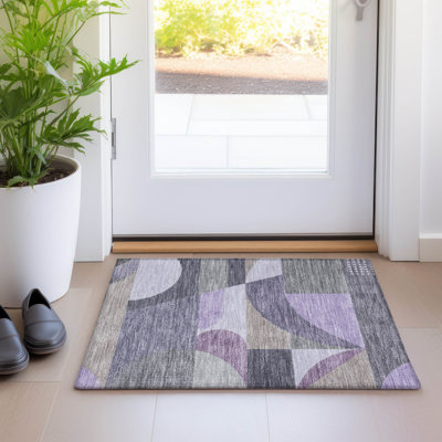 Machine Washable Indoor/Outdoor Cinead ACN1667 Purple Rug
