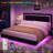 Floating Bed Frame King Size with Smart Led Lights, Upholstered Platform Bed with Diamond Headboard-1127897028-1127897024