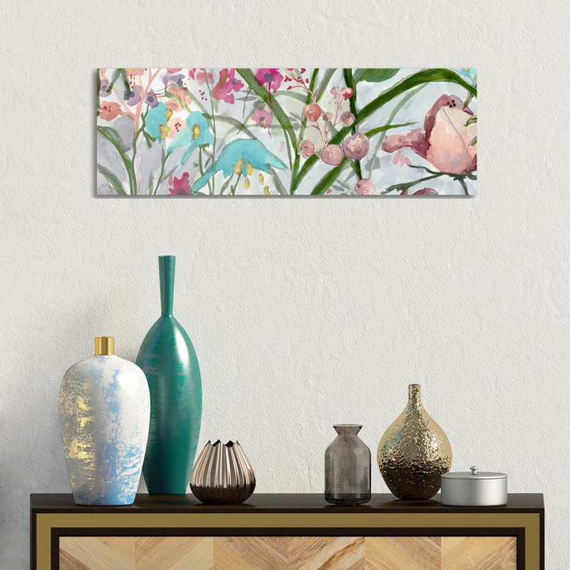 Serenade de fleurs pastel - reproduction d'art murale - toile encadrée, H 12 po x l 36 po, Toile tendue, Ne s’applique pas