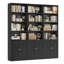 Bibliothèque de 70,9 po de largeur, grande bibliothèque avec 12 tablettes ouvertes et 3 armoires, grandes bibliothèques en bois-1926735182