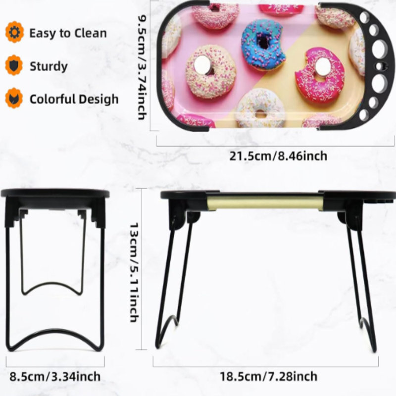 A Versatile Small Tray With A Cool Pattern And Foldable Stand And Accessories, Pink