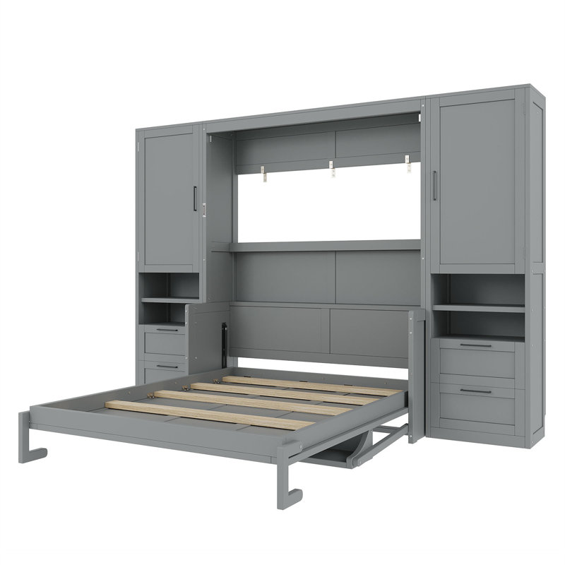 Lit escamotable innovant en MDF gris pour maisons modernes