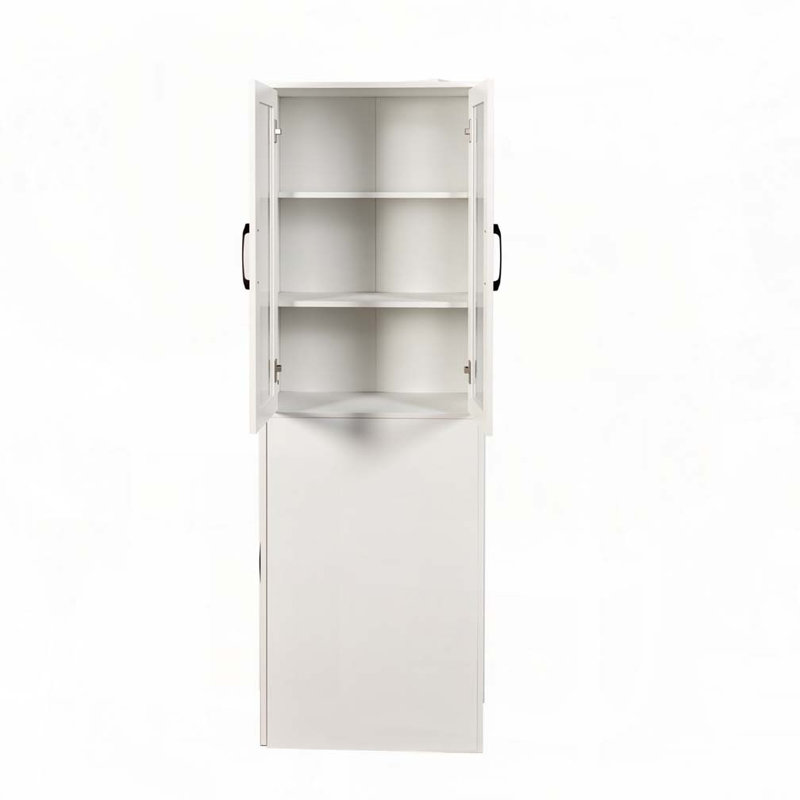 70.87" H Display Storage Cabinet , 4 Tier multi-functional pull-out multi-tier storage shelf & 2 Glass Doors, Modern Wooden Tall Bookshelf Bookcase for Living Room Home Office