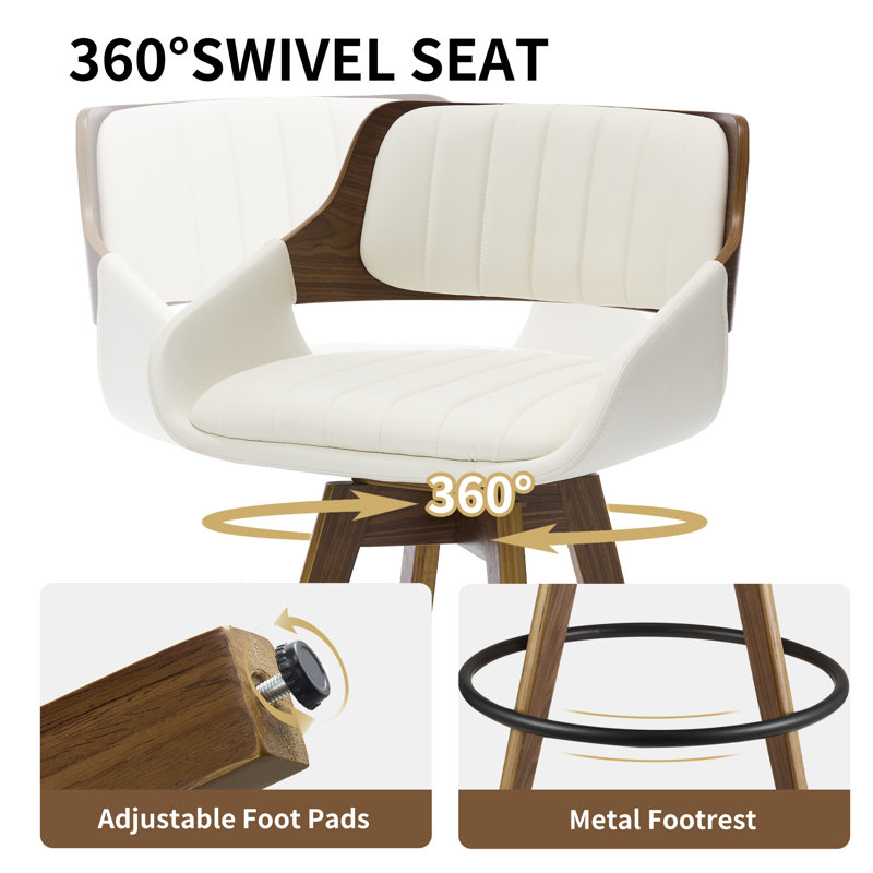 Ensemble de 2 tabourets de bar et de comptoir pivotants rembourrés, Beige, 2